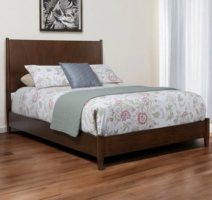 Brown Solid Wood Queen Bed Frame