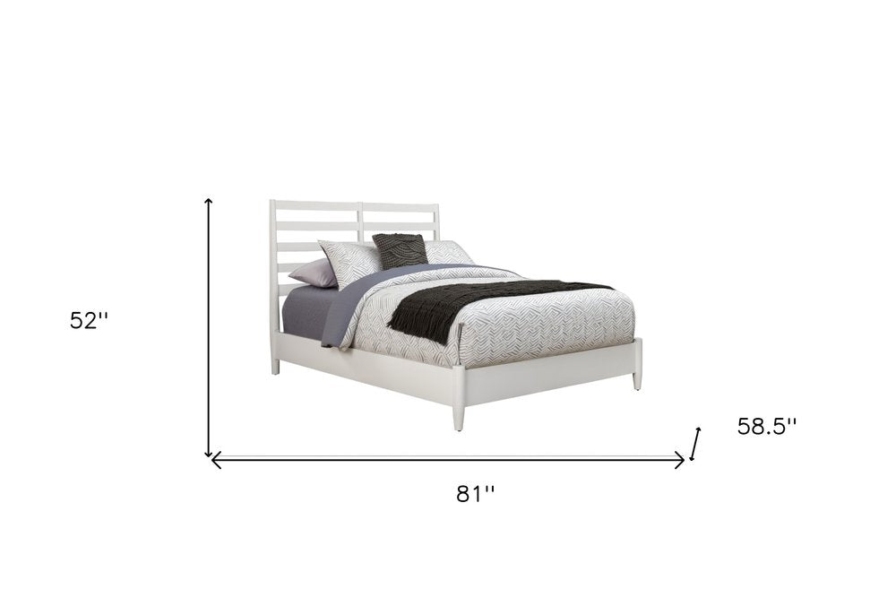 White Slat Back Solid Wood Full Bed Frame