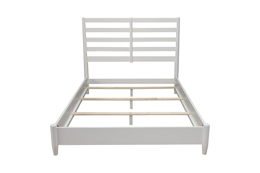White Slat Back Solid Wood Full Bed Frame