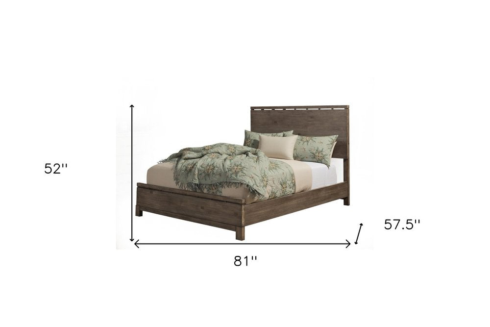 Gray Distressed Solid Wood Full Bed Frame