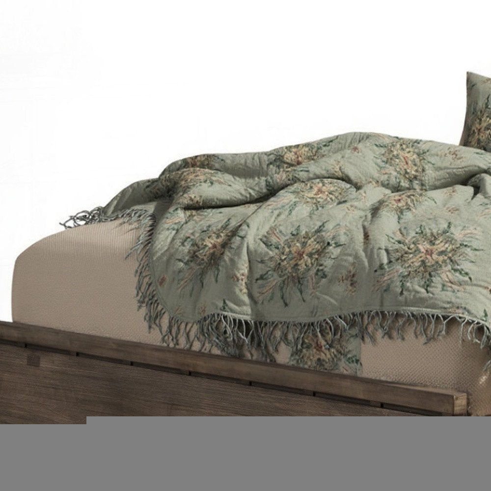 Gray Distressed Solid Wood Full Bed Frame