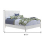 White Carved Geometric Solid Wood Full Bed Frame