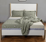 Natural and White Solid Wood And Upholstery Full Bed Frame