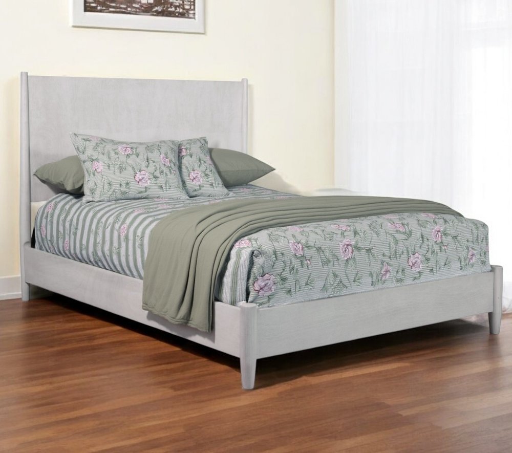 Gray Solid Wood Full Bed Frame