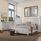 White Ribbed Texture Solid Wood Queen Bed Frame