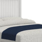 White Ribbed Texture Solid Wood Queen Bed Frame