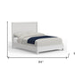 White Ribbed Texture Solid Wood Queen Bed Frame