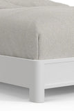 White Ribbed Texture Solid Wood Queen Bed Frame
