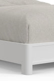 White Ribbed Texture Solid Wood Queen Bed Frame
