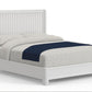 White Ribbed Texture Solid Wood Queen Bed Frame
