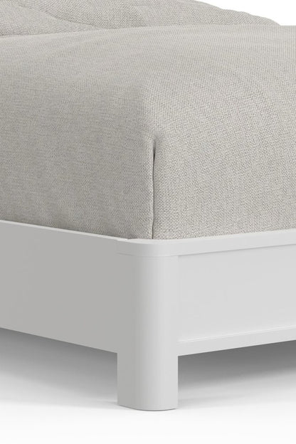 White Ribbed Texture Solid Wood California King Bed Frame