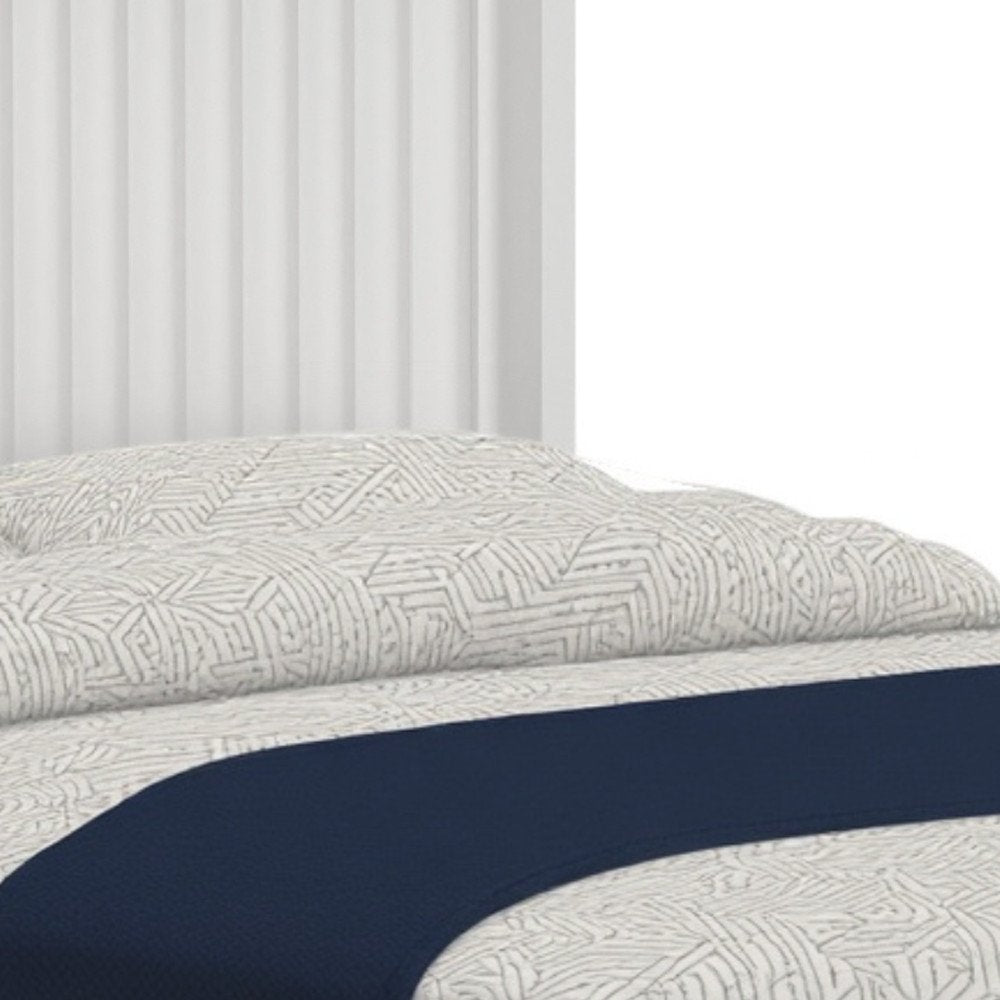 White Ribbed Texture Solid Wood California King Bed Frame