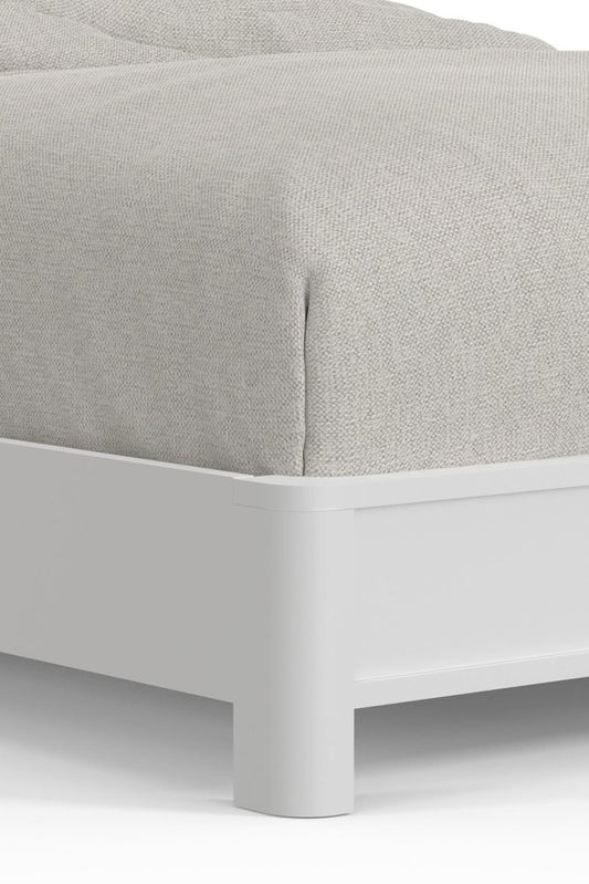White Ribbed Texture Solid Wood King Bed Frame