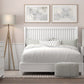 White Ribbed Texture Solid Wood Full Bed Frame