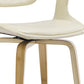 Off White and Natural Upholstered Faux Leather Dining Arm Chair