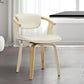 Off White and Natural Upholstered Faux Leather Dining Arm Chair