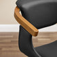 Off White and Natural Upholstered Faux Leather Dining Arm Chair