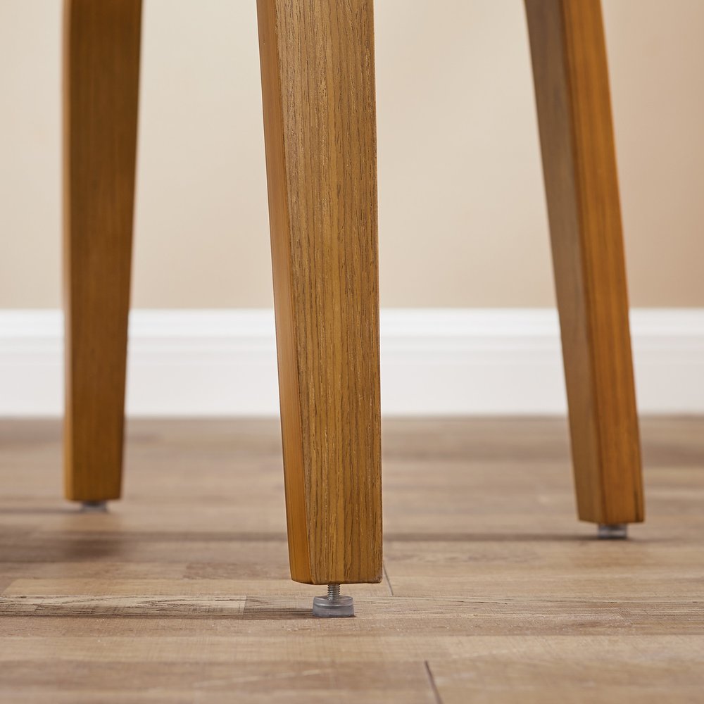 Off White and Natural Upholstered Faux Leather Dining Arm Chair