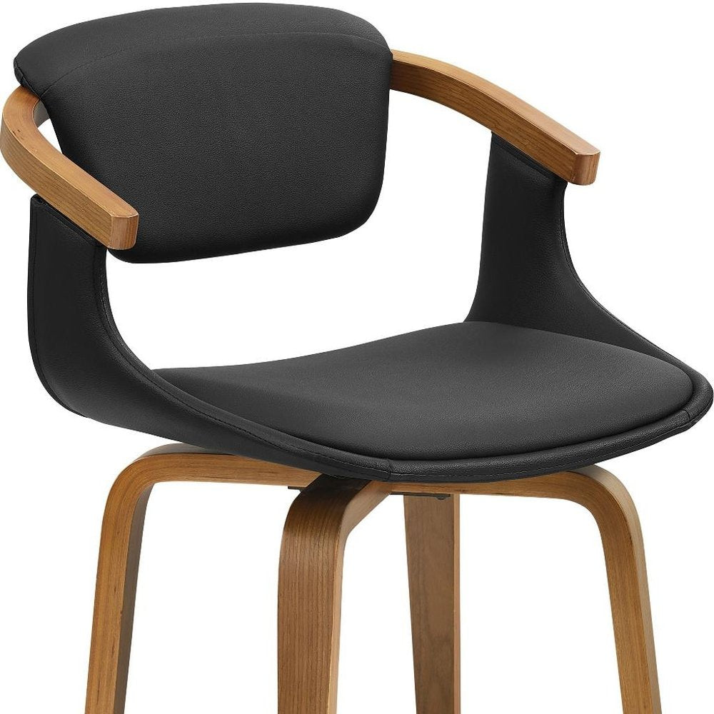 Off White and Natural Upholstered Faux Leather Dining Arm Chair