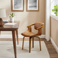 Off White and Natural Upholstered Faux Leather Dining Arm Chair