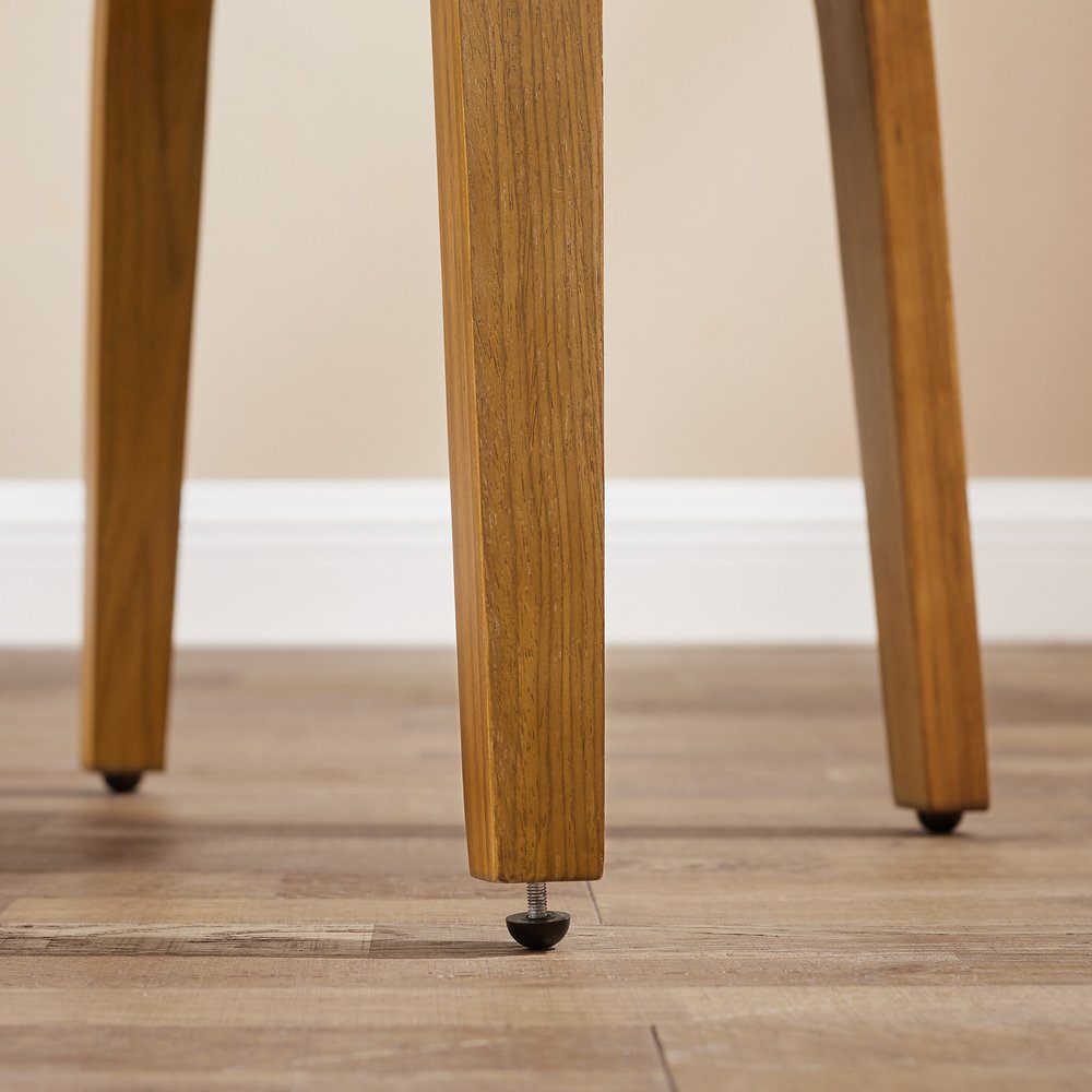 Off White and Natural Upholstered Faux Leather Dining Arm Chair