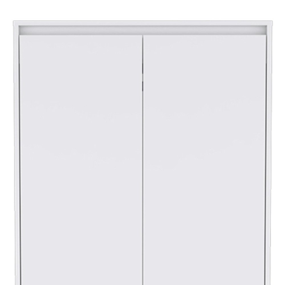 71" White Wood Two Door Two Drawer Combo Dresser