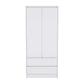 71" White Wood Two Door Two Drawer Combo Dresser