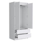 71" White Wood Two Door Two Drawer Combo Dresser