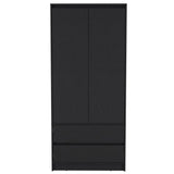 71" Black Wood Two Drawer Combo Dresser