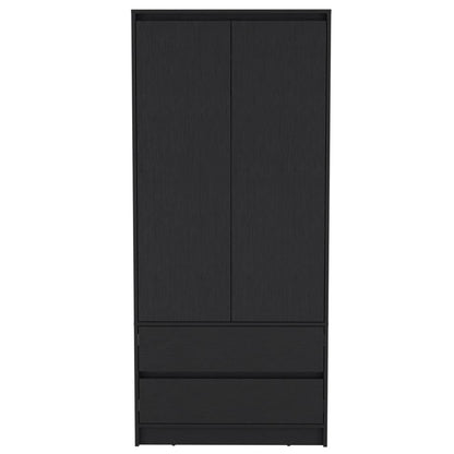 32" Black Two Drawer Combo Dresser