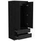 71" Black Wood Two Drawer Combo Dresser