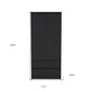 71" Black Wood Two Drawer Combo Dresser