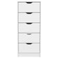 18" White Five Drawer Standard Chest