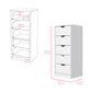 18" White Five Drawer Standard Chest