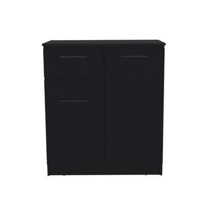 37" Black Wood Accent Cabinet With Two Doors And One Drawer