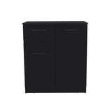 37" Black Wood Accent Cabinet With Two Doors And One Drawer