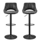 Set of Two 32" Black Faux Leather And Steel Swivel Low Back Adjustable Height Bar Chairs