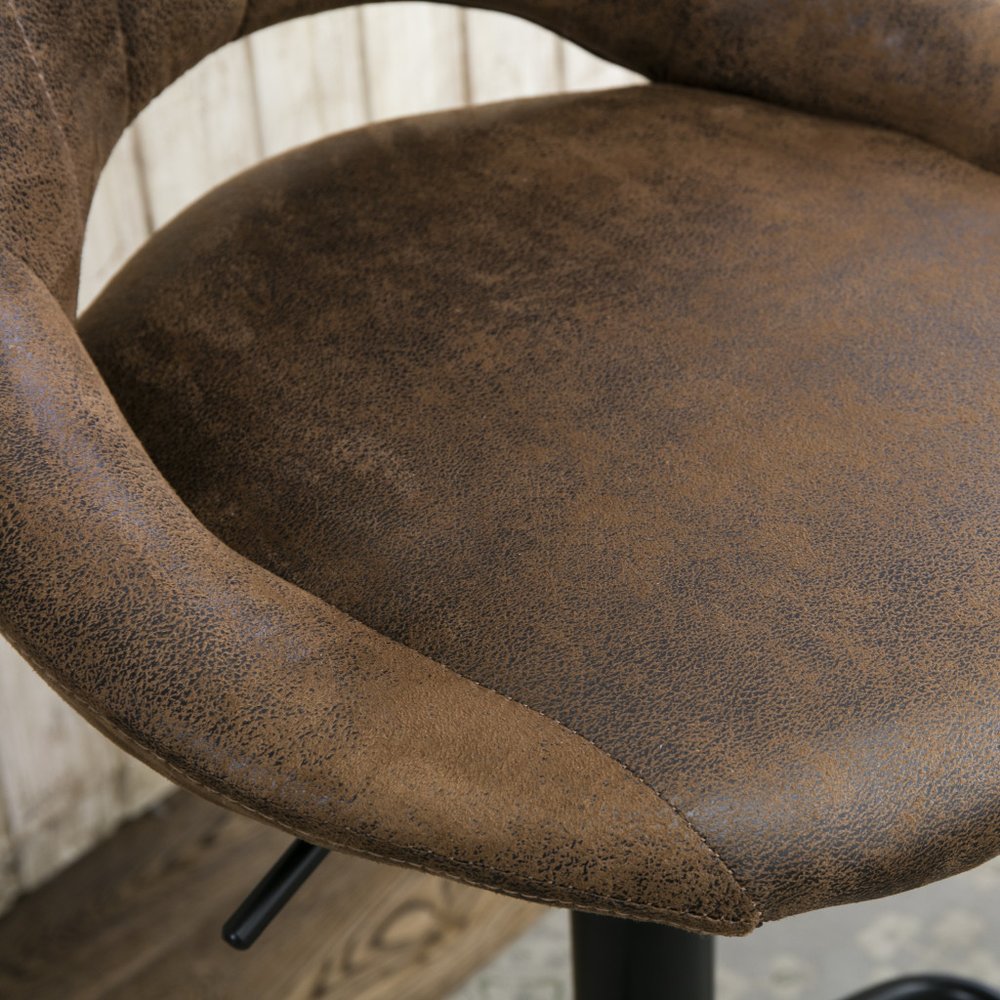 Set of Two 32" Black Faux Leather And Steel Swivel Low Back Adjustable Height Bar Chairs