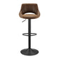 Set of Two 32" Black Faux Leather And Steel Swivel Low Back Adjustable Height Bar Chairs