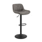 Set of Two 32" Black Faux Leather And Steel Swivel Low Back Adjustable Height Bar Chairs