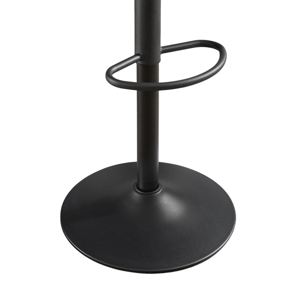 Set of Two 32" Black Faux Leather And Steel Swivel Low Back Adjustable Height Bar Chairs