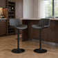 Set of Two 32" Black Faux Leather And Steel Swivel Low Back Adjustable Height Bar Chairs