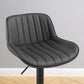 Set of Two 32" Black Faux Leather And Steel Swivel Low Back Adjustable Height Bar Chairs