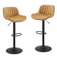Set of Two 32" Black Faux Leather And Steel Swivel Low Back Adjustable Height Bar Chairs