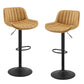 Set of Two 32" Black Faux Leather And Steel Swivel Low Back Adjustable Height Bar Chairs