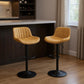 Set of Two 32" Black Faux Leather And Steel Swivel Low Back Adjustable Height Bar Chairs