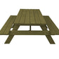 94" Green Solid Wood Outdoor Picnic Table