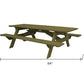 94" Green Solid Wood Outdoor Picnic Table