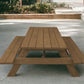 94" Brown Solid Wood Outdoor Picnic Table