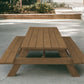 94" Brown Solid Wood Outdoor Picnic Table